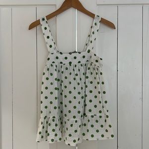 White and green seersucker/dotted tank